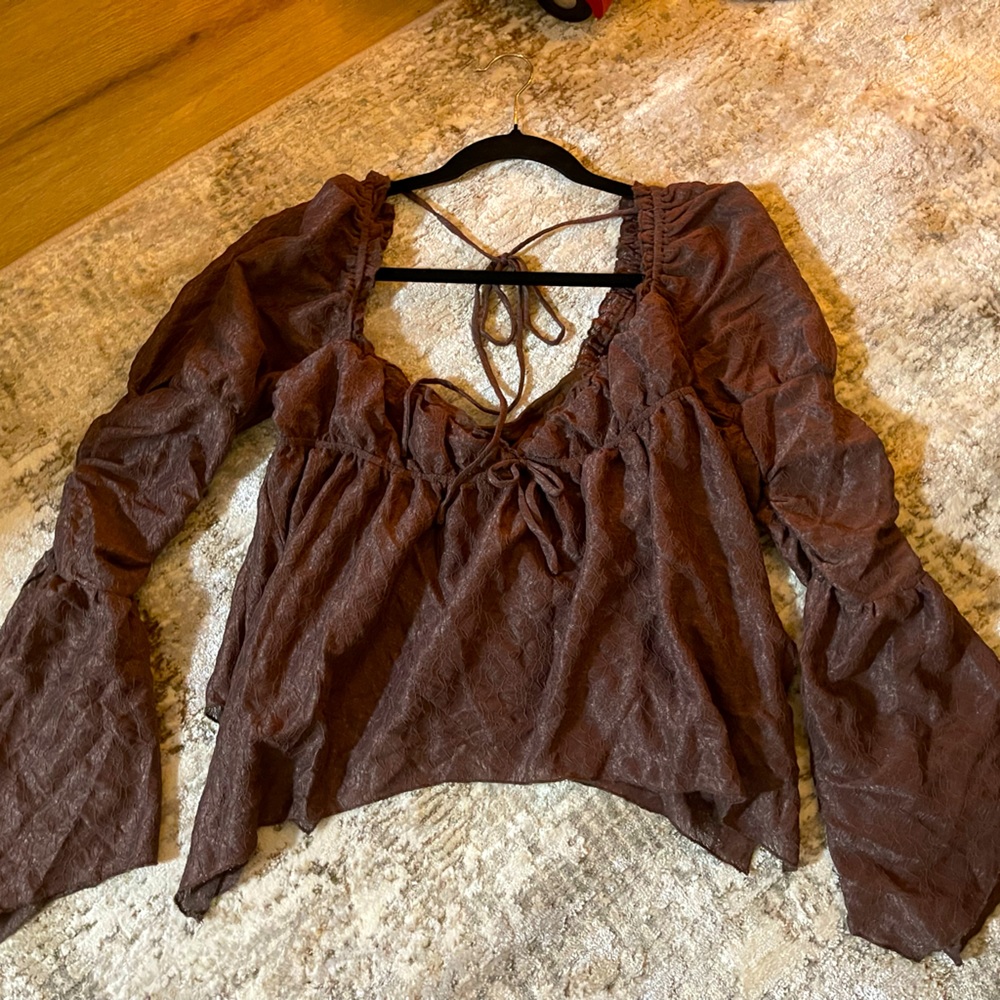 Brown lace free people top
